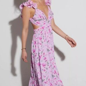 Polly v neck ruffle floral ruffle maxi sold out!